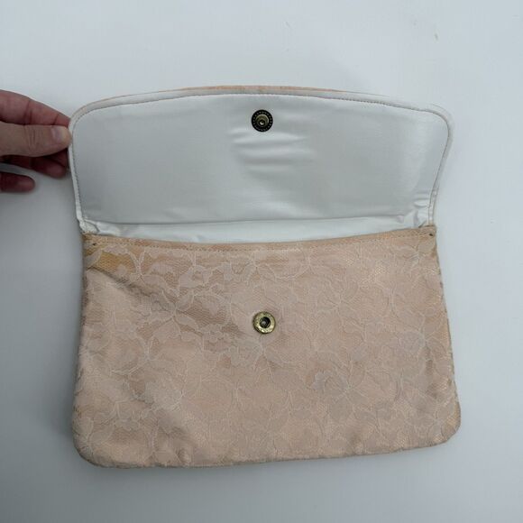 Vintage Unbranded Light Pink Lace Clutch Bag Delicate - Picture 5 of 13